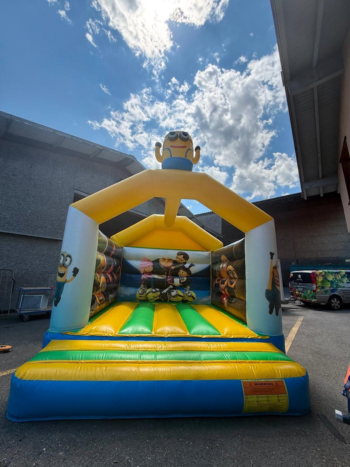 Minions bouncy castle set up and ready for the children